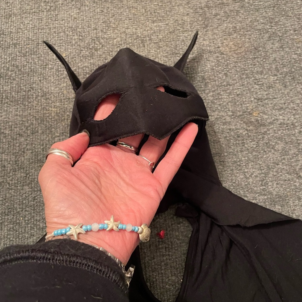 Black masked hooded cape Size S